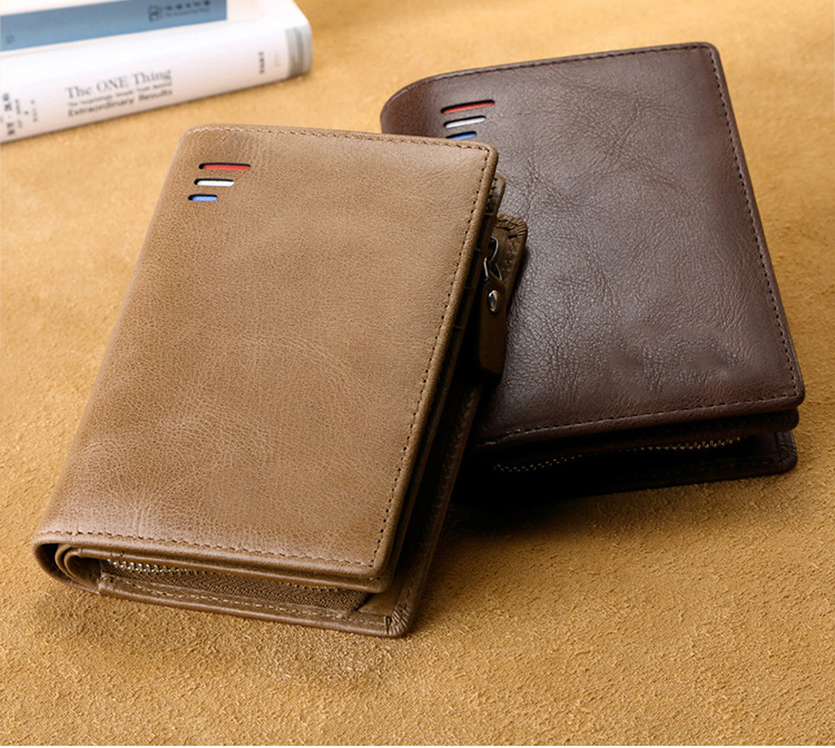Luxury Men's Genuine Leather Wallet with RFID Blocking and Multifunctional Design