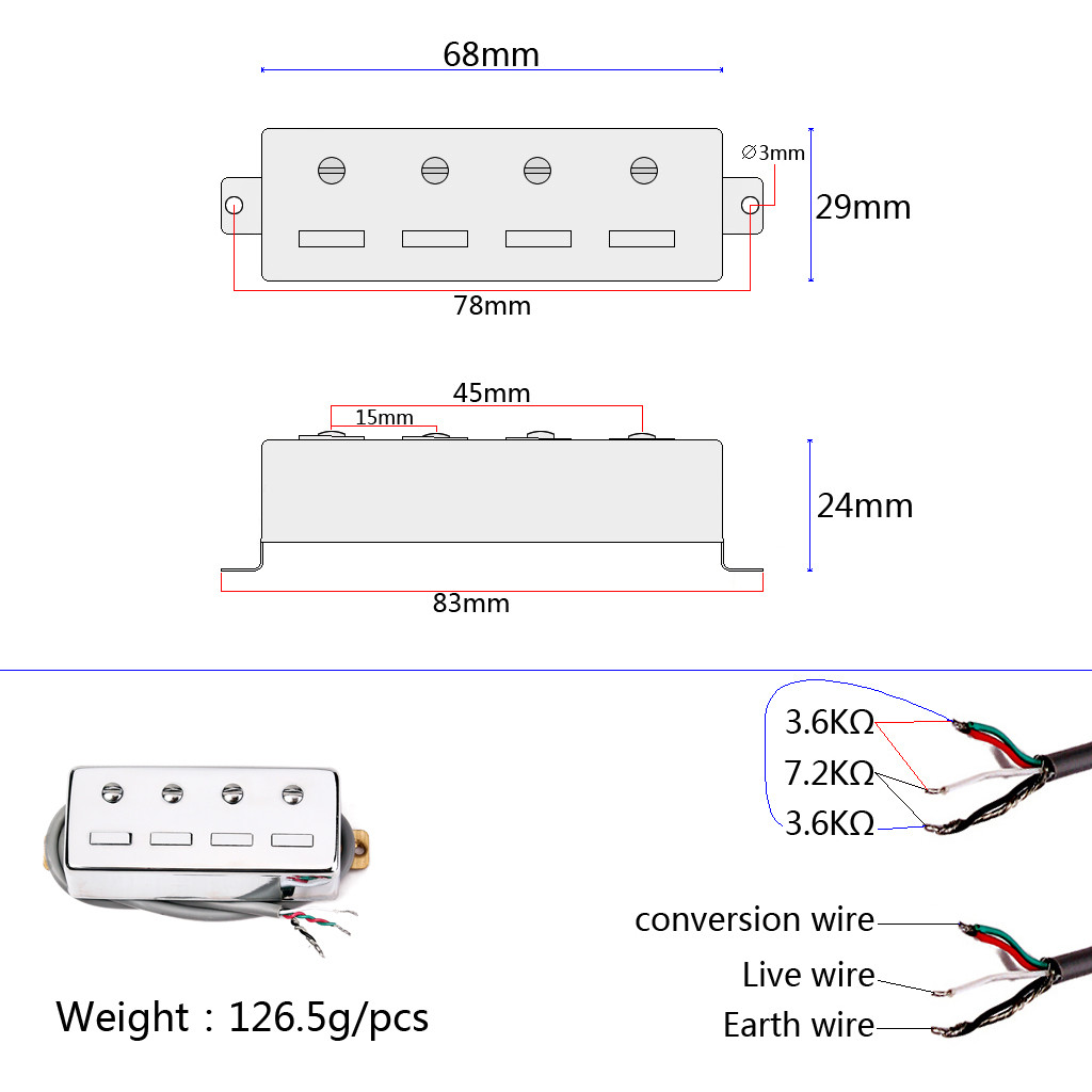 Four String Electric Bass Mini Guitar Pickup Ceramic Cooper Plastic Material