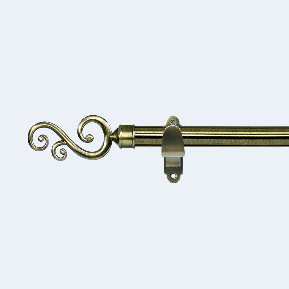 European style 28mm Curtain Pole Big S Flower Curtain Finial Morocco Market Double Metal Curtain Poles