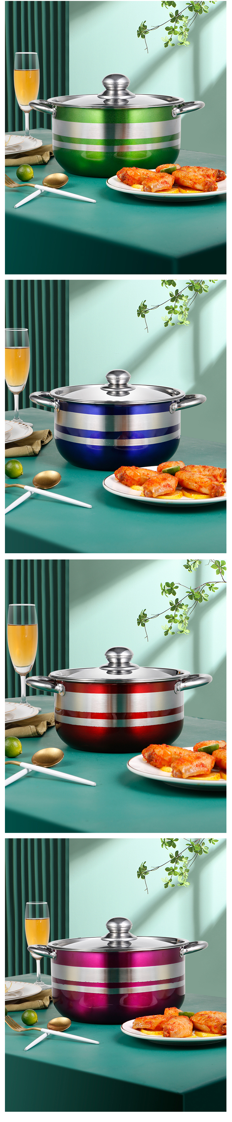 Kitchen Cookware Sets Non Stick Colorful Stainless Steel Sets Cooking Pots