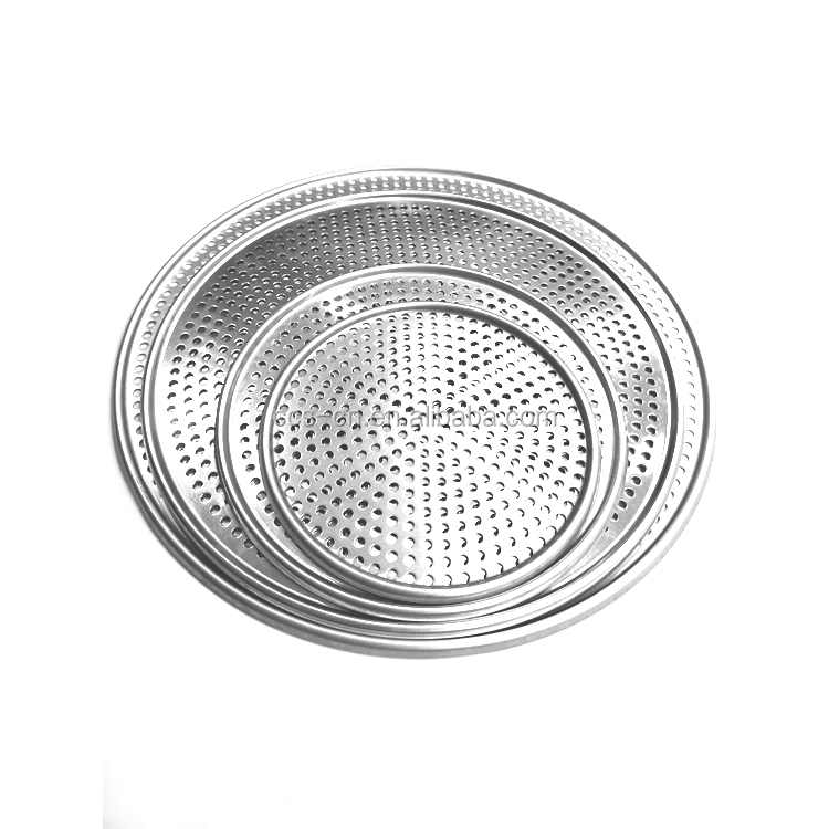 8 inch aluminium tray manufacturer aluminum tray circle holes metal oven pizza tray perforated pizza mold
