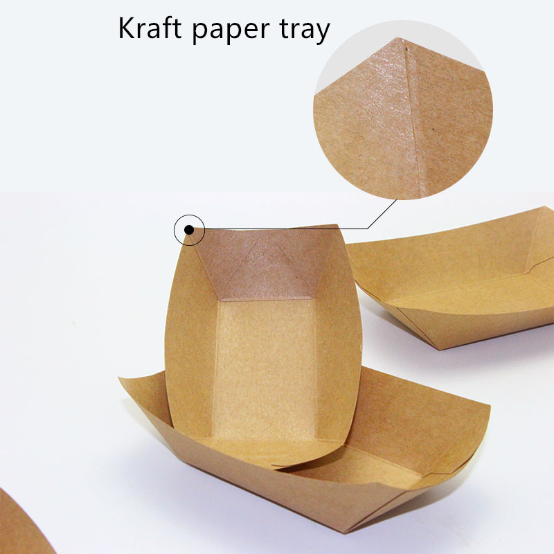 100 280 530ml Kraft Paper Boat Container For Chicken Rice Flower