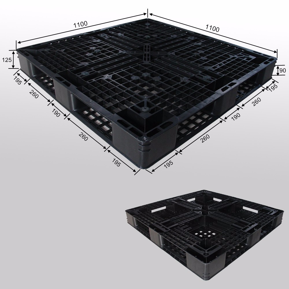 1100*1100 Black Euro Cheap Export Grid Deck for Storage Plastic Pallet
