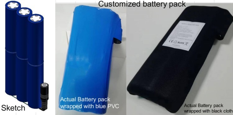 Clothes 12V 10Ah Battery 11.1V Black Cloth Wrapped With DC Charging Plug For Heated Jacket
