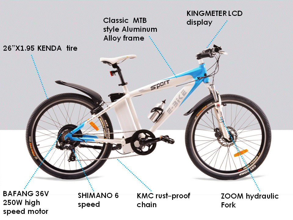 Full Suspension Electric Mountain Bicycles 250W 36V 65km 6 Speed