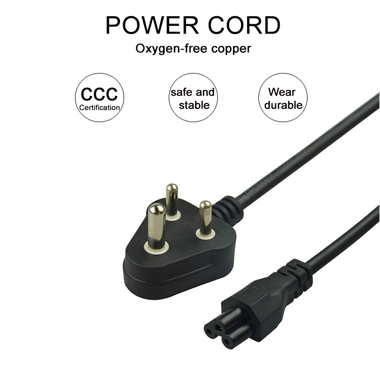 Durable Standard Copper Electrical Power Cord 3Pin Indian Power Cable