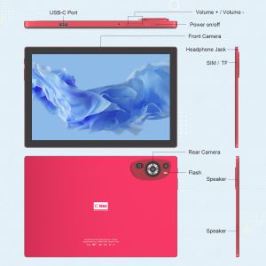 C Idea 10.1 Inch Android 14 Smart Tablet Pc With Dual SIM and Pen CM8200Plus red