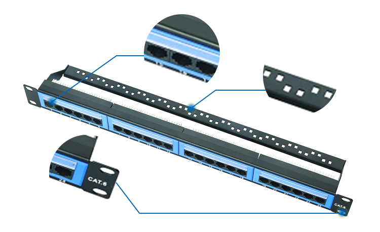 24 Port Network Patch Panel With Cable Managament UTP Type For Telecommunication