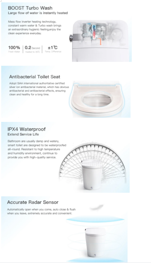 Polypropylene Material White Bidet Seat Cover G3606 With Double Nozzles And Soft Close