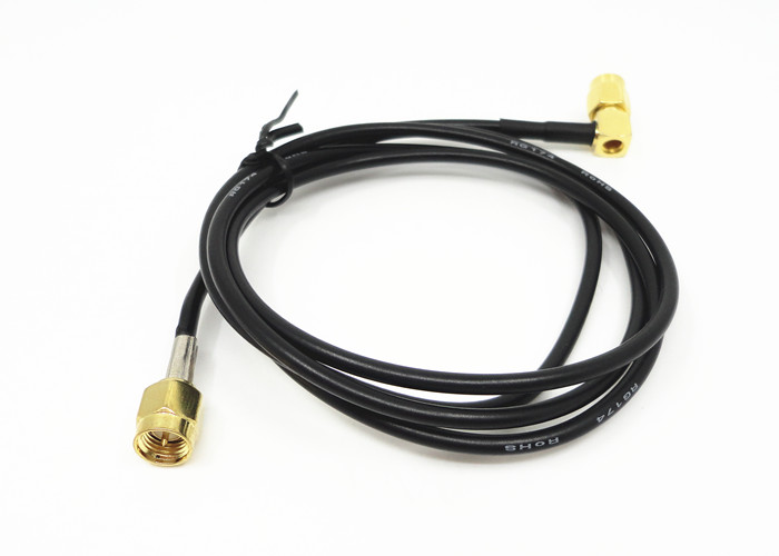 RF Cable Assemblies SMA Male Right Angle RF Coaxial Connector RG174/U Diameter=0.48mm