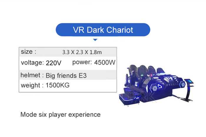 4500W 9D Virtual Reality Simulator Six Players Chariot Simulation Game Machine