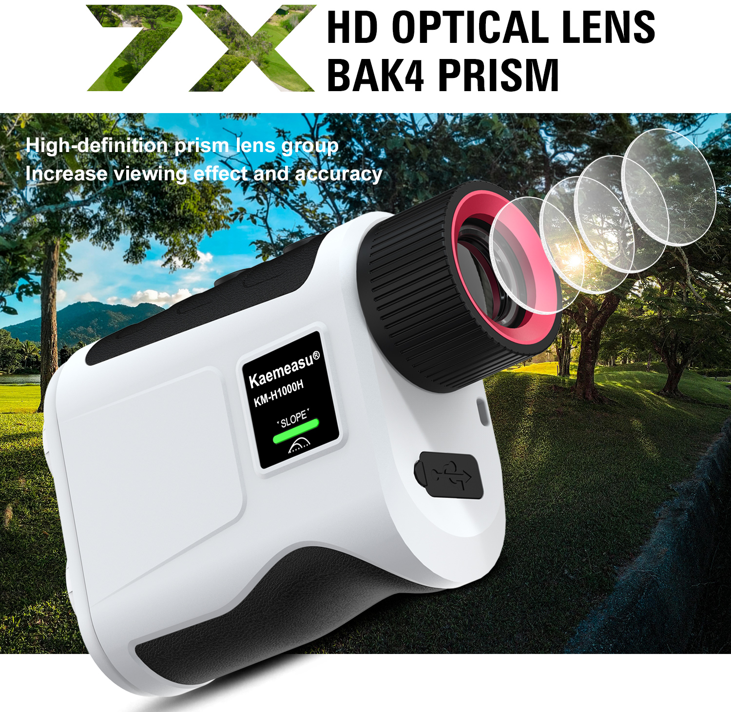 Golf Handheld Measure 600m Laser Distance Meter with 7.0x Magnification and Slope Scope IP54 Ingress Protection