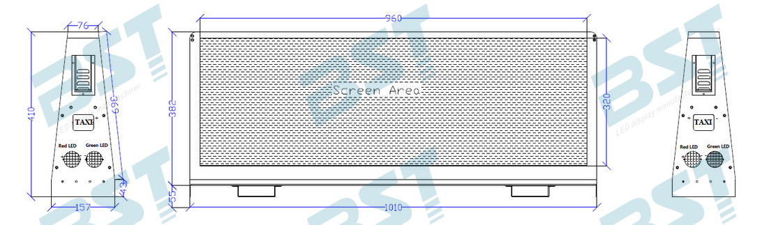 Two Sided Super Slim Taxi Led Display With 5mm Pixel Pitch And Aluminum Shell