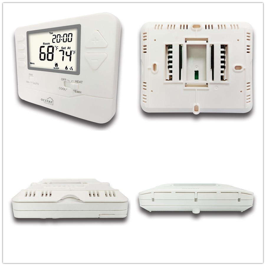 2 Heat 1 Cool Heat Pump Room Programmable Thermostat For Kitchen / Bathroom 24V