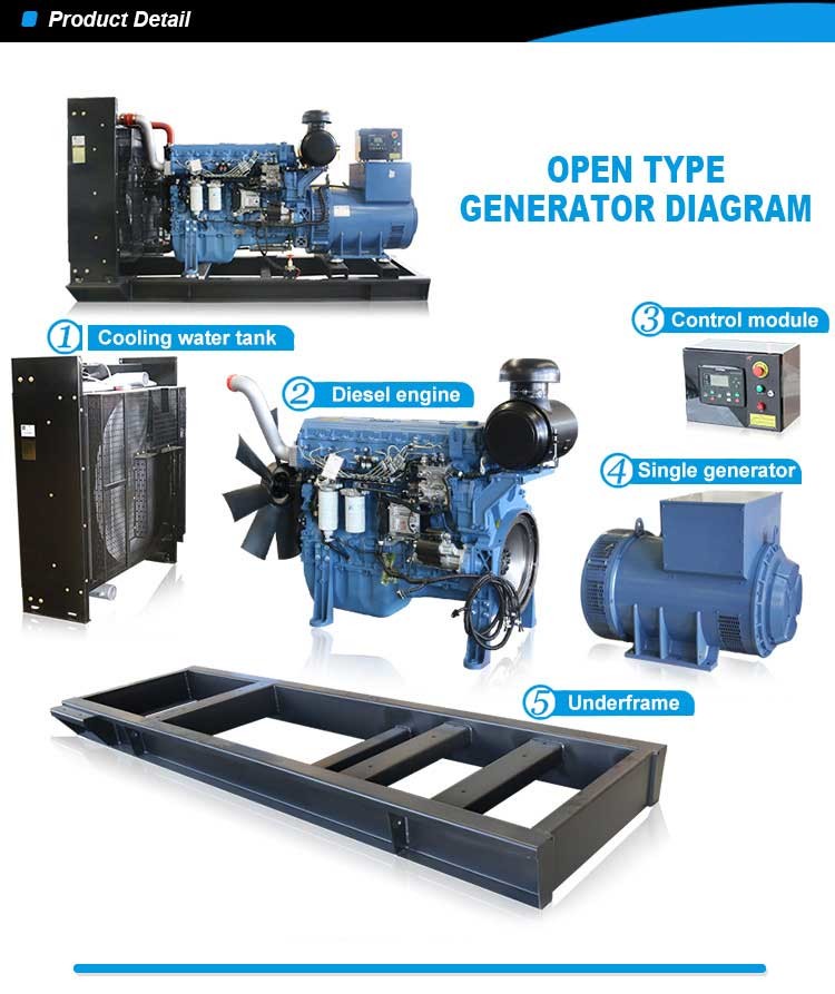 400V 230V Open Type Generator Multifunctional 200Kva With ATS