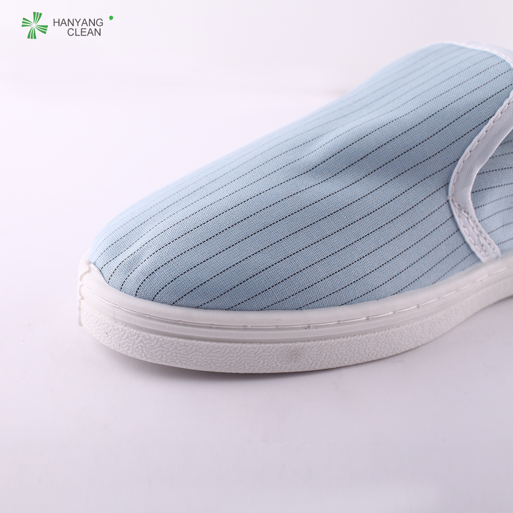 Pharmaceutical factory cleanroom stripe canvas PVC sole shoe breathable esd antistatic shoes