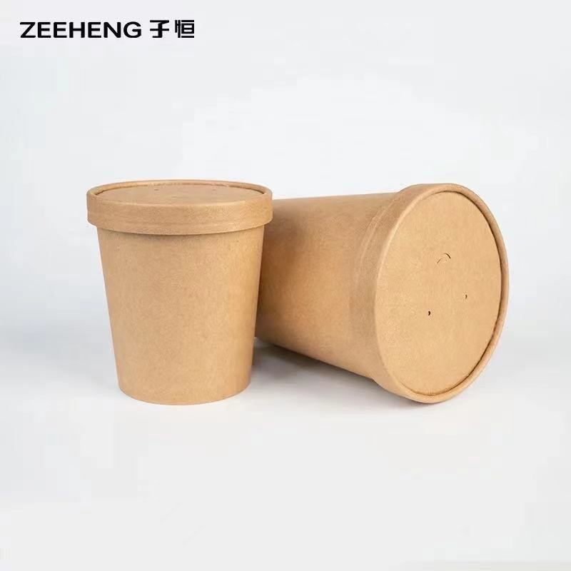 No Deformation Paper Biodegradable Soup Cups Disposable 16oz For Home