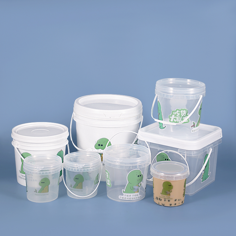 Custom Round Transparent Plastic Bucket for Ice Cream Candy Yogurt and Chocolate Sauce