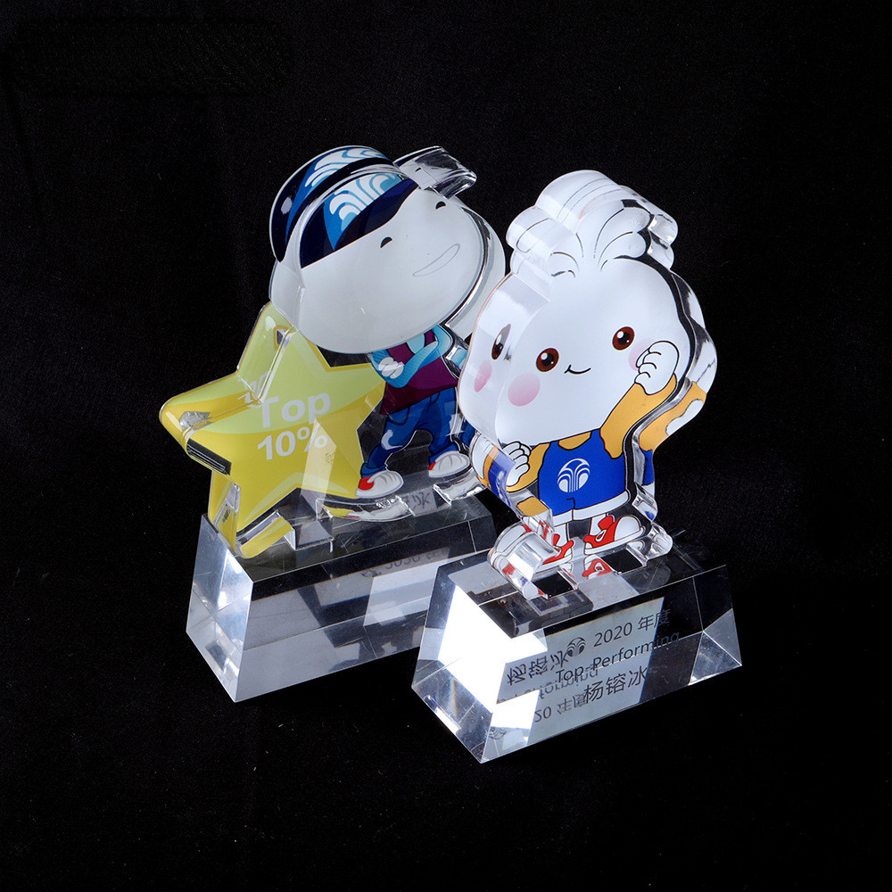 Custom Cutting Shape Acrylic Award Lucite Trophy With UV Printing Anime Figures