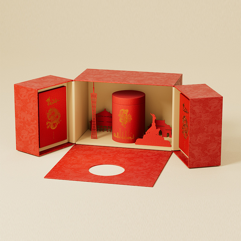 Craft Customized Different Shape Recycle Folding Tea Set Luxury Gift Paper Box