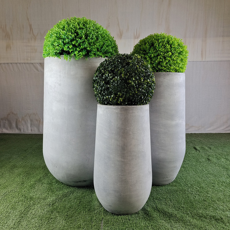Frost Resistant Round Shape Fiber Clay Planter For Hotel