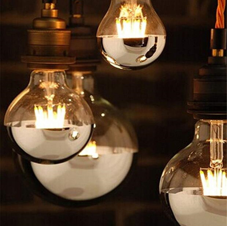 Edison Decorative Filament Bulbs Silver LED Globe Light Bulbs 4W 6W G80 Shadowless Lamp