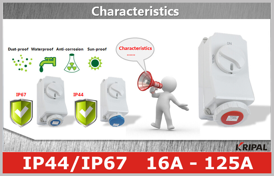 230V 400V Waterproof Interlocked Switch Sockets for Industrial Plug