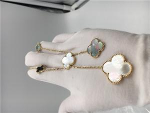 China 18k Yellow Gold Flower Shaped Necklace , Van Cleef Arpels Magic Alhambra Necklace on sale