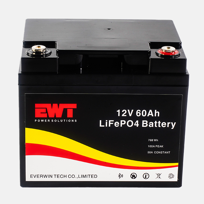 Balck 12V 60Ah LFP Lithium Iron Phosphate Battery Pack for Solar Energy System Replacement