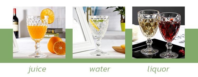 Glassware Glass Cup Copas De crystal Colored Vintage Embossed Water Grey Goblet Wine Glasses