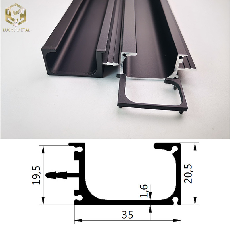 Auminium G Profile Kitchen Wardrobe Aluminum Hand Profile Handle Black Handle
