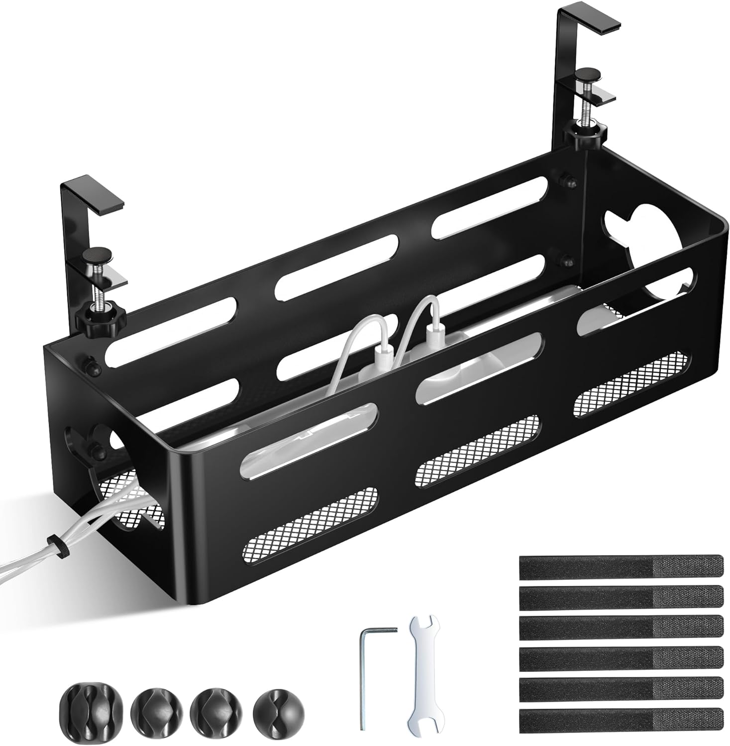 Functional Design Multifunctional Metal Cable Management Box for Desk Cord Organizers