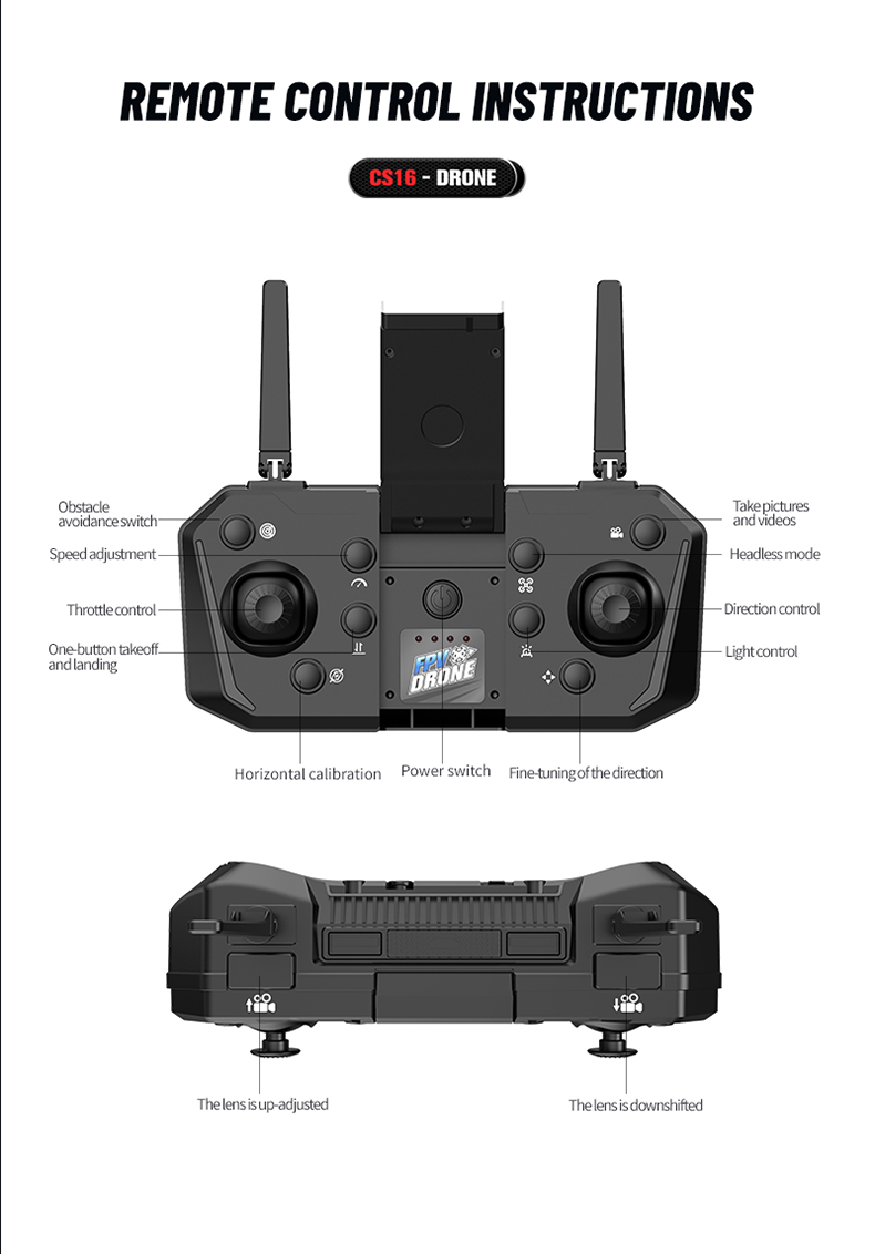 Outdoor Adventure 1080P Hd Live View Drone with Speed Adjustment Function 120M Remote Distance and 3XAA Controller Battery