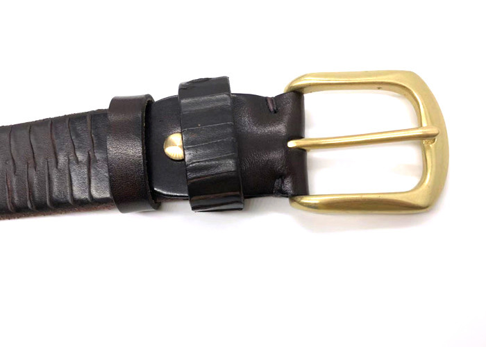 1 1/2 Inch Width Leather Men Casual Jeans Belt With Single Prong Buckle