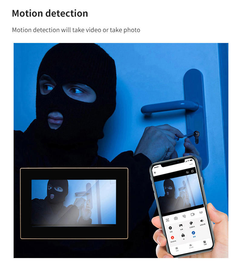 Wireless 1080p Wifi Video Doorbell 7 Inch Entry Wired Camera Night Vision