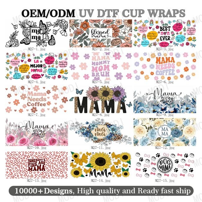 1000 Designs Teachers' Day Wholesale Custom Gift Life Label Waterproof Cup Wrap Transfers Uv Dtf Sticker For 16oz