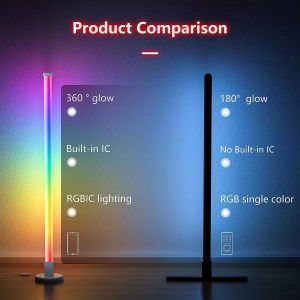 RGBIC Bluetooth Tuya WiFi Smart App LED Floor Corner Lamp for Living Room 35*35