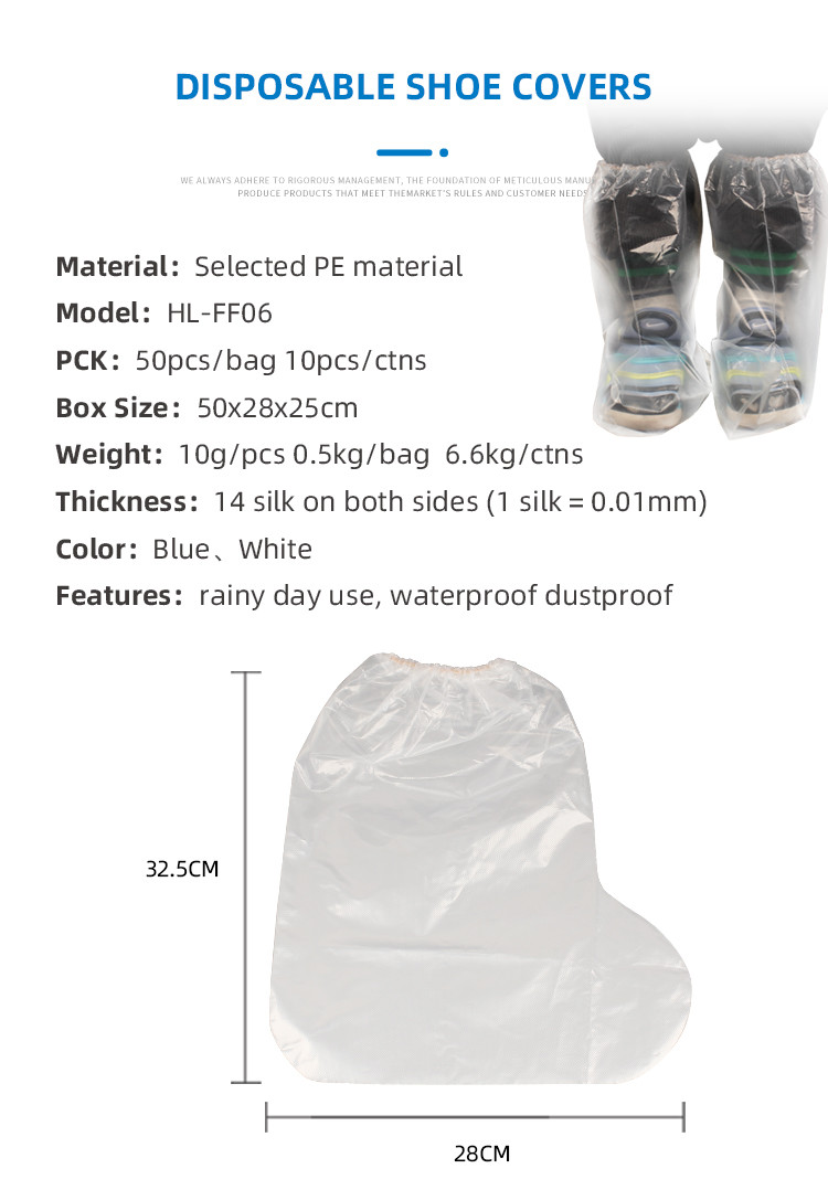 Elastic Cuff Blue / White PE Disposable Shoe Covers For Room Cleaning And Veterinary