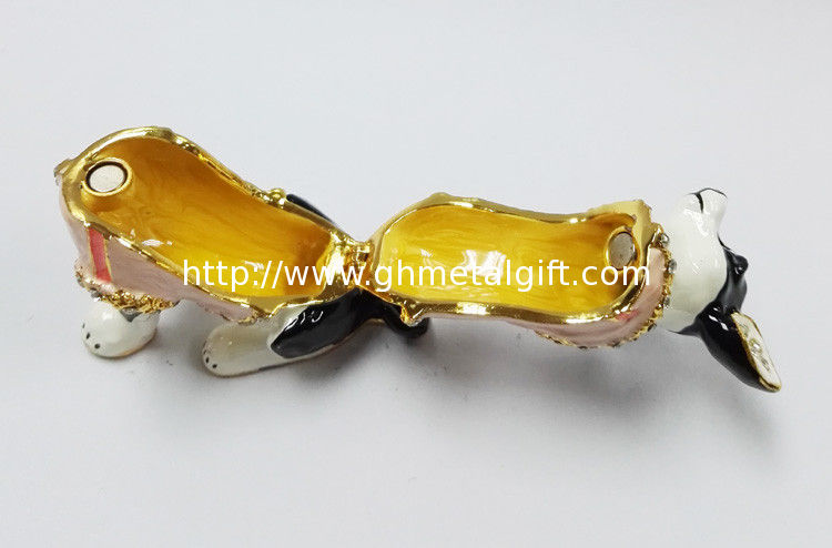 dog shape gold plated trinket box metal jewelry boxes for decoration