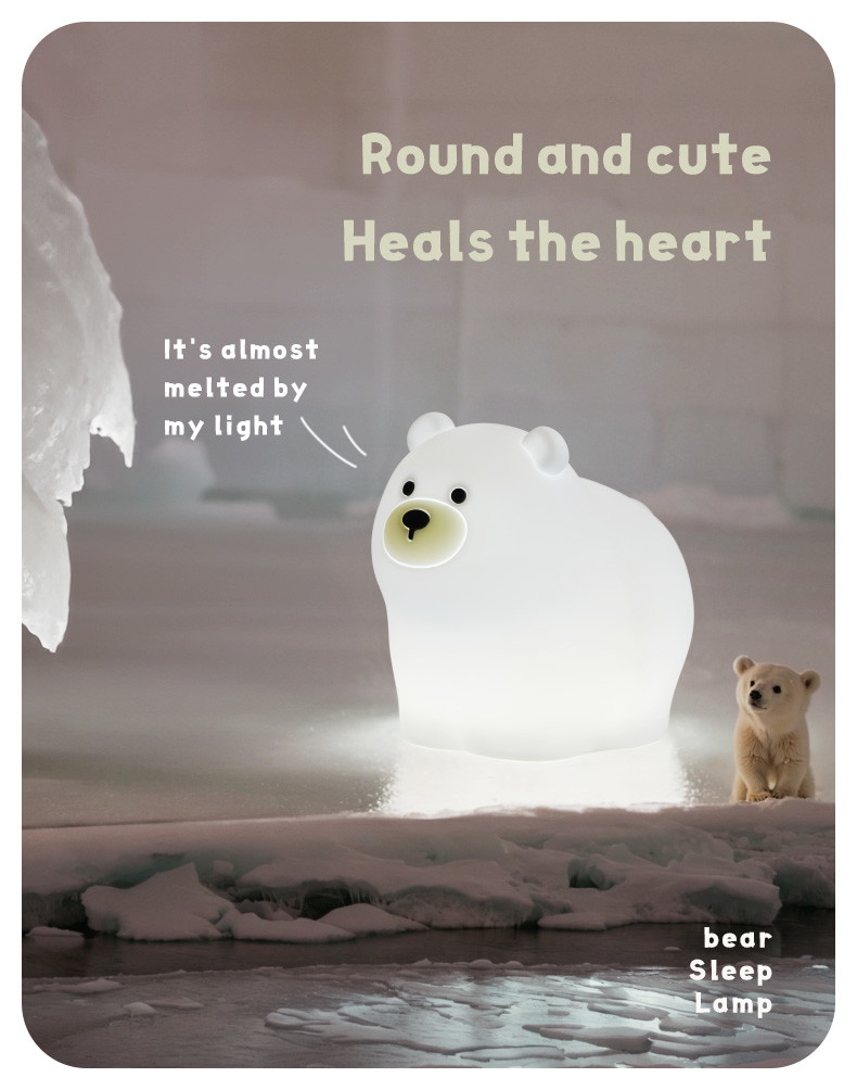 OEM Led Cute Cartoon Silicone Bear Sleep Lamp Usb Rechargeable Night Lamp Baby Bedroom Bedside Night Light