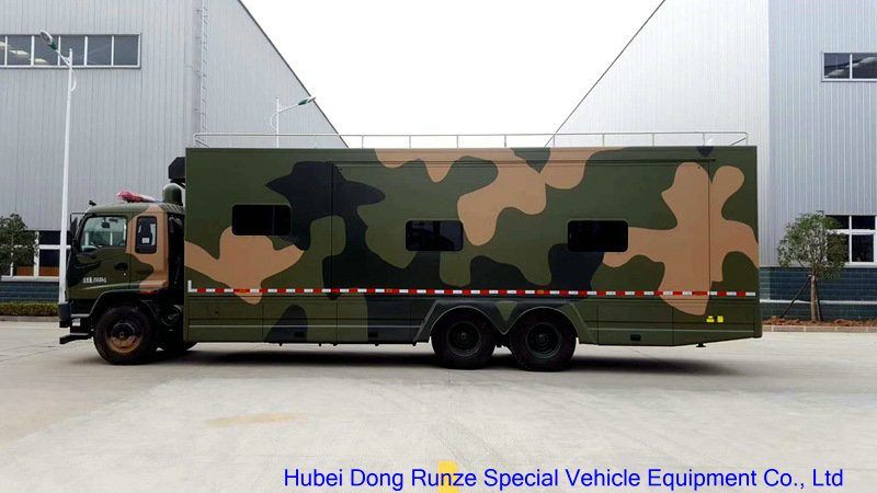 Camouflage Mobile Workshop Truck , Isuzu FVZ Outdoor Caravan With Sleep Bed
