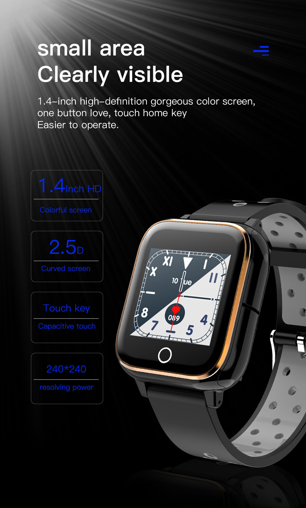 1.4inch 240*240 M6 Anti Lost Smart Watch Sleep Monitoring Alarm Health Protection Smartband