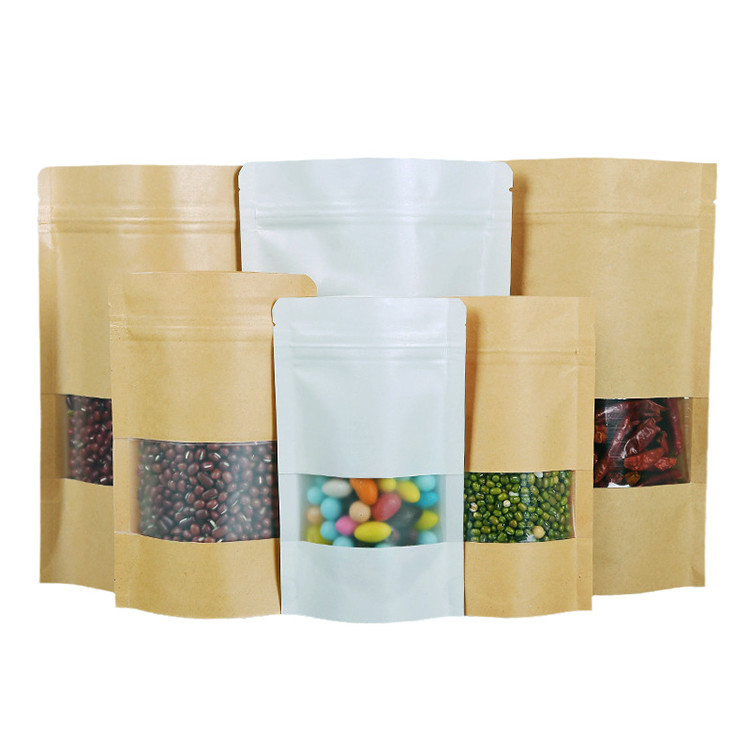 Resealable 28g CPP Kraft k Paper Bag Eight Side Sealing With Window