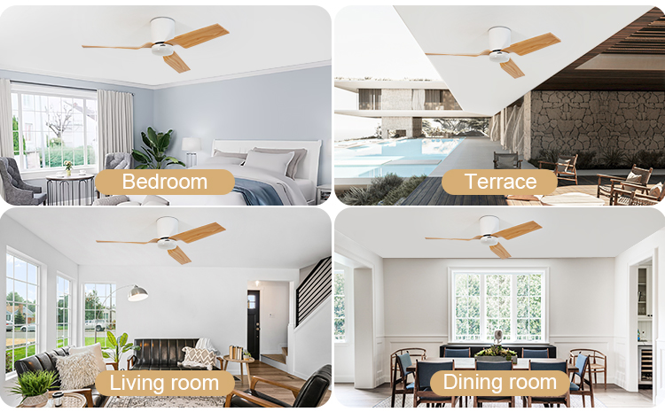 52 inches Remote LED Ceiling Fan with Dimmable 3 Color Light Motor Type DC Pure Copper