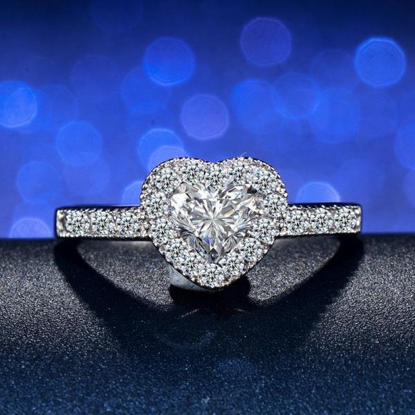 Luxury Princess Heart Shape Ring Cubic Zircon Wedding Rings for Women New Design