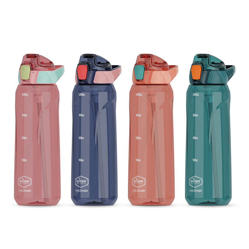 Large 1 Gallon Tritan Plastic Gym Bottle Leakproof Flip Top Football Water Bottles