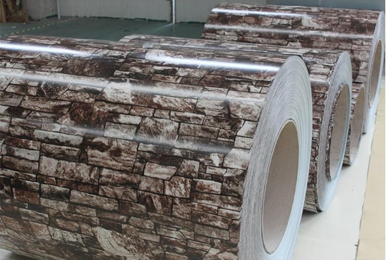 ASTM A755 0.85mm Brick Grain PPGL Pre Painted Galvalume Coil