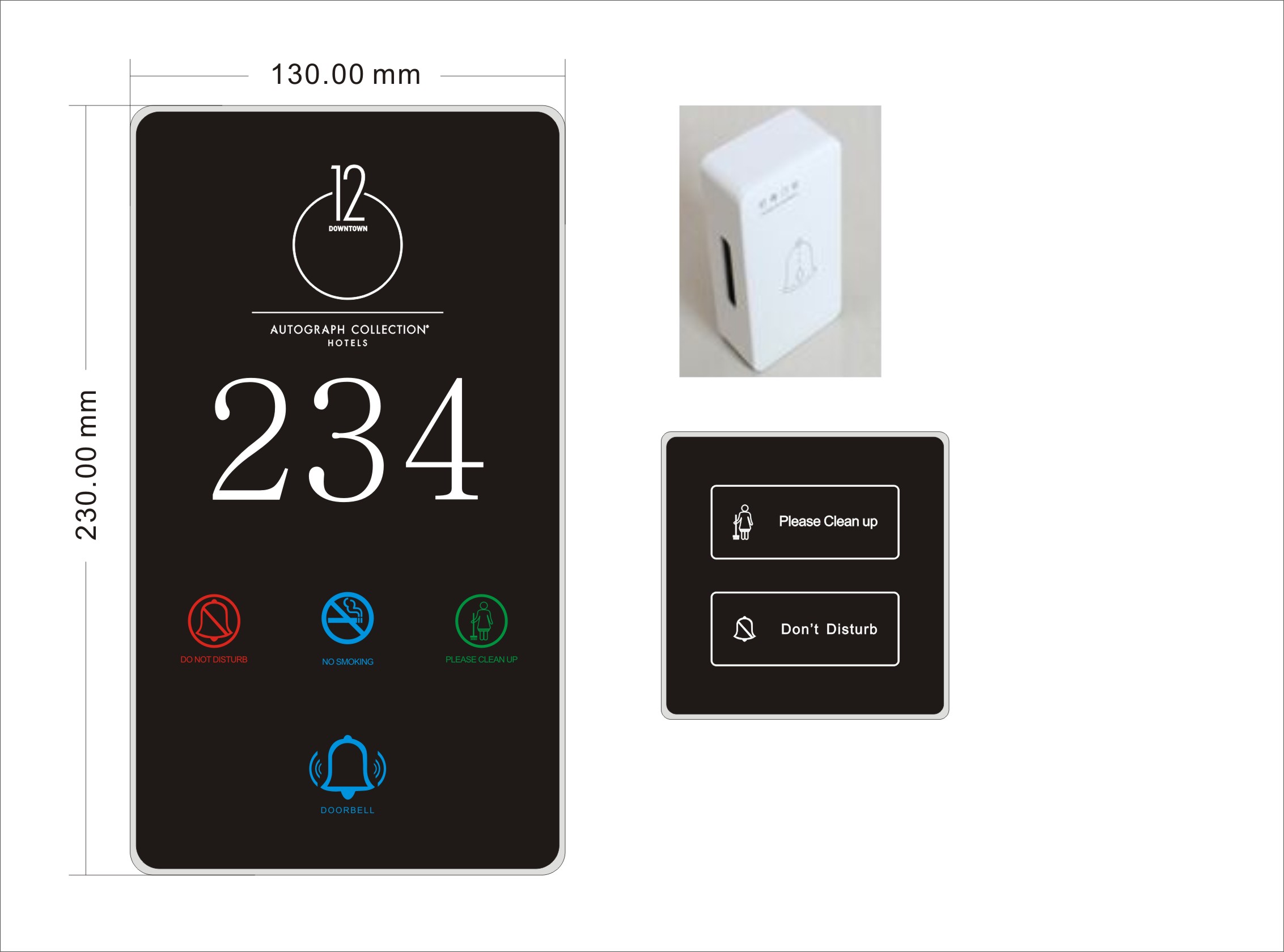 MUR Acrylic Hotel Room Name Plate 220V Hotel Doorplate Switch
