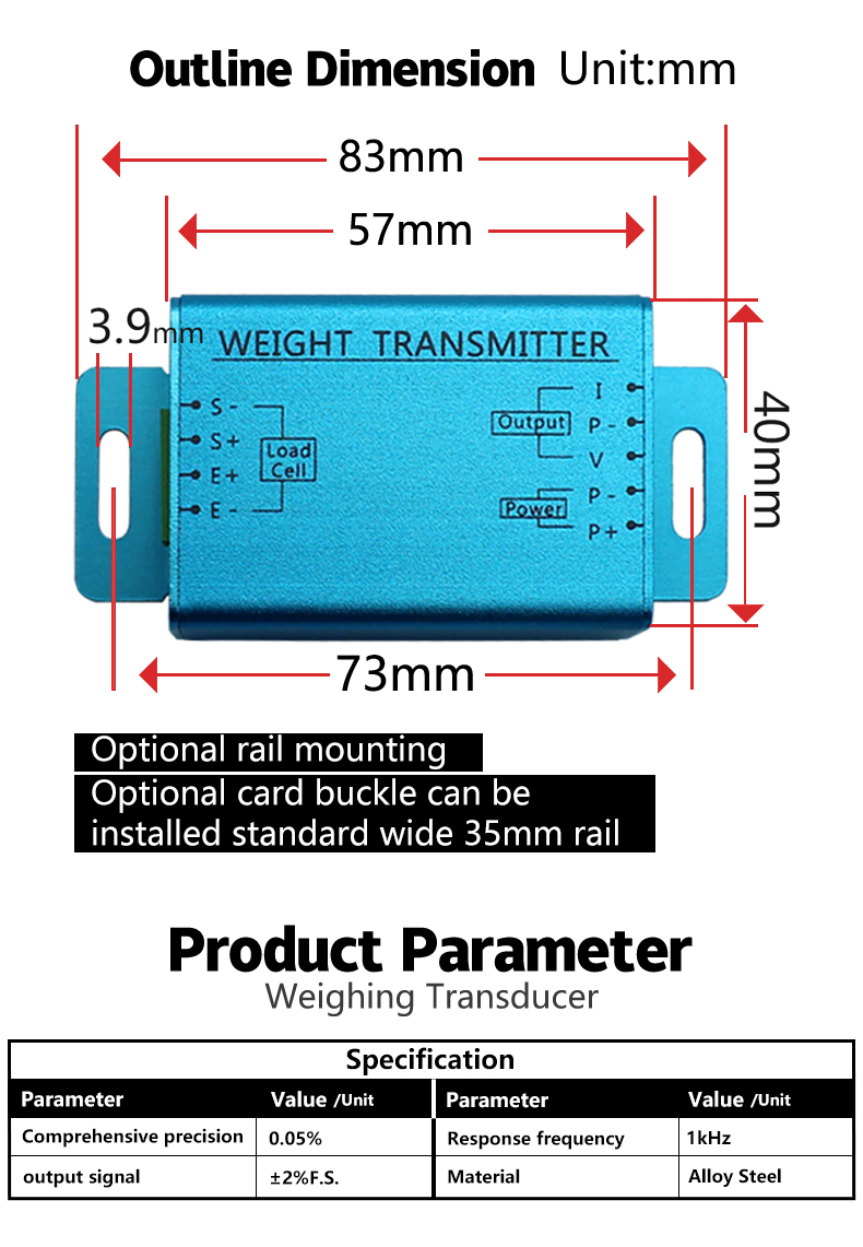 Low Price OEM Load Cell Controller Display Transmitter Portable Force Amplifier Junction Box Weighing Indicator