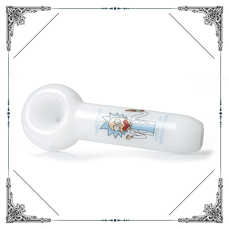 Rick / Morty Clear Glass Smoking Pipes White Borosilicate Glass Material